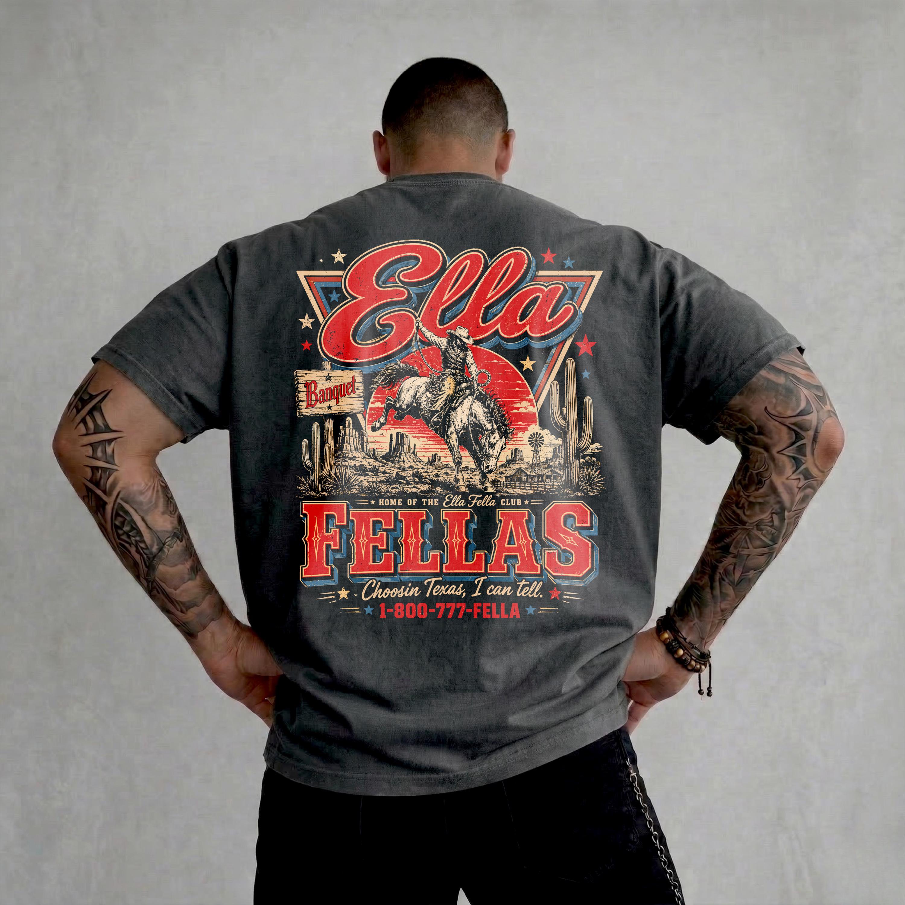 Ella'S Fellas Club Western Whiskey Rodeo Music Fan Vintage Western Concert Ella Fella Club Cowboy Tee 2026 (2)