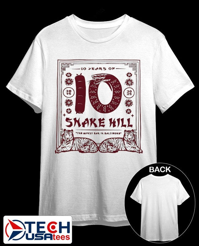 10 years of Snake Hill the wurst bar in Baltimore shirt