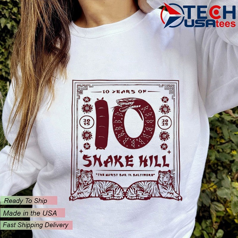 10 years of Snake Hill the wurst bar in Baltimore shirt
