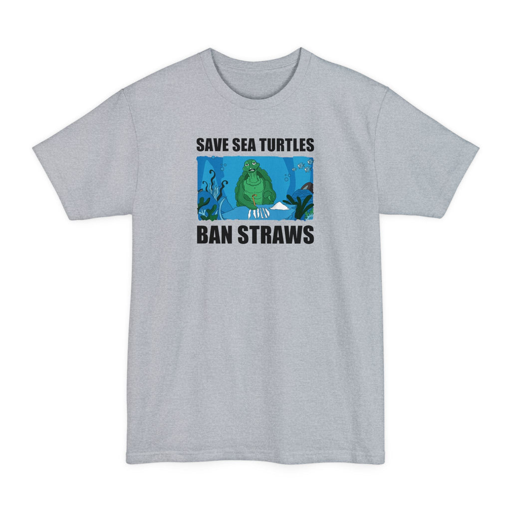 Save Sea Turtles. Ban Straws - Men's Tall T-Shirt