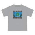 Save Sea Turtles. Ban Straws - Men's Heavyweight T-Shirt