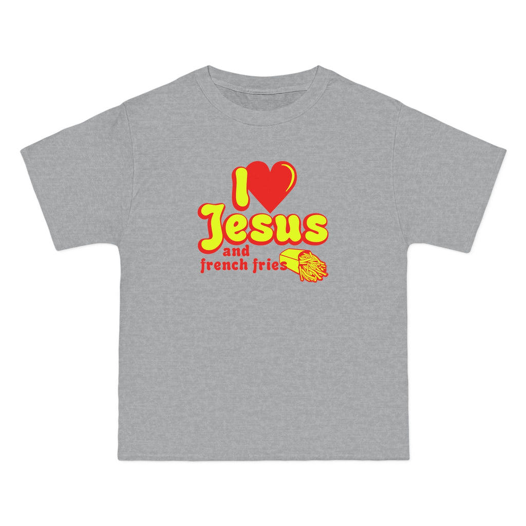 I Heart Jesus (And French Fries) - Men's Heavyweight T-Shirt
