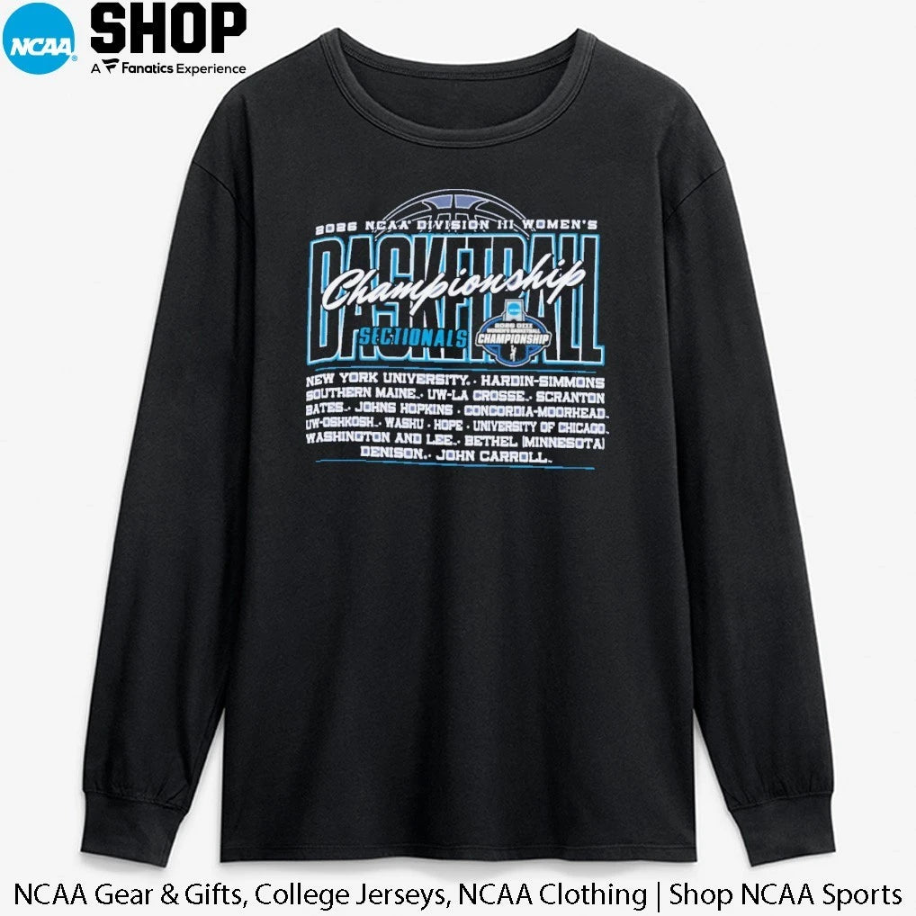 16 Teams 2026 NCAA Division III Women’s Basketball Championship Sectionals T-Shirt