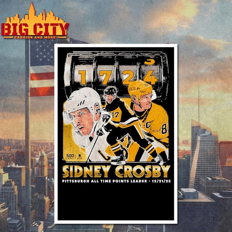 1724 Sidney Crosby Pittsburgh All Time Points Leader Shirt