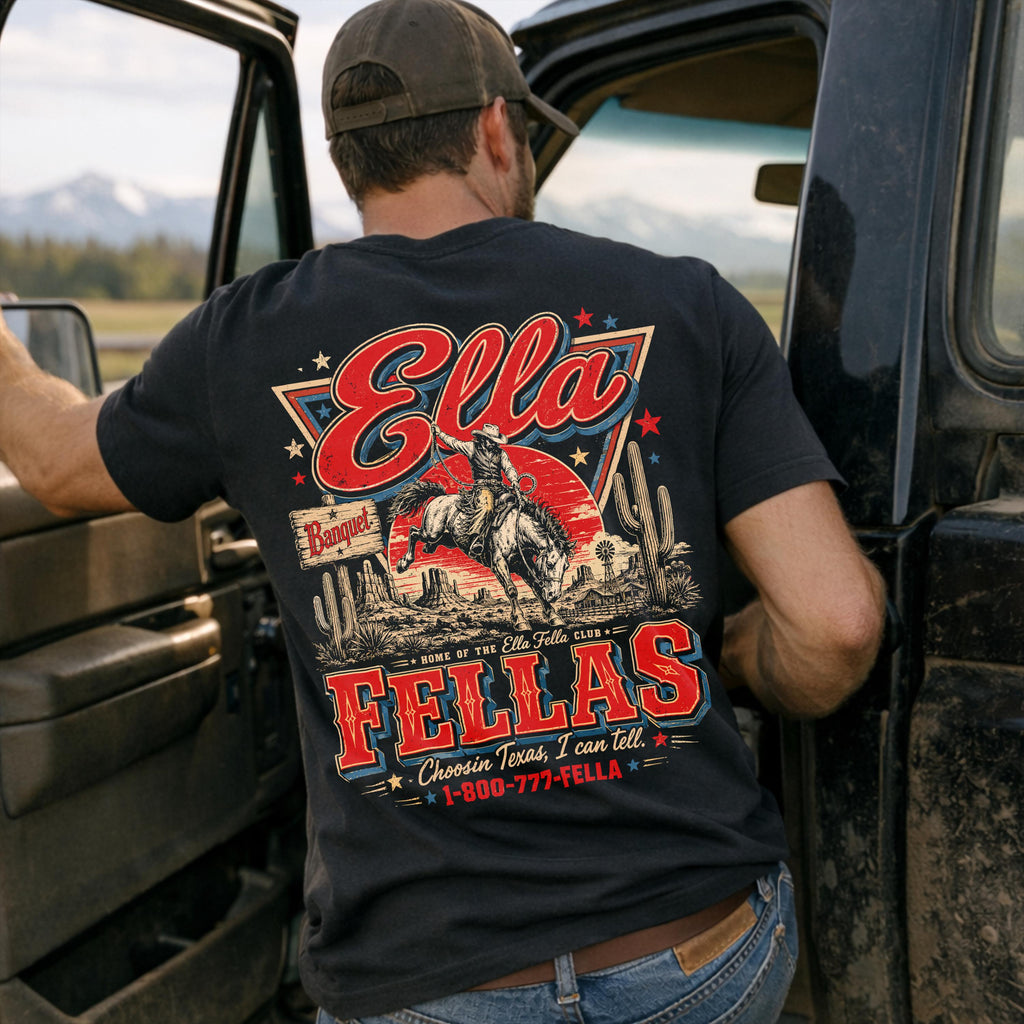 Ella'S Fellas Club Western Whiskey Rodeo Music Fan Vintage Western Concert Ella Fella Club Cowboy Tee 2026 (3)