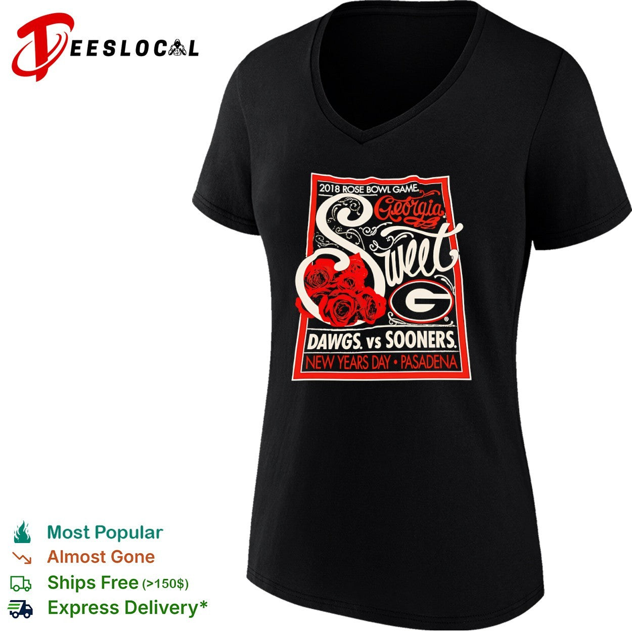 2018 Rose Bowl Game Georgia Dawgs vs Oklahoma Sooners Pasadena shirt