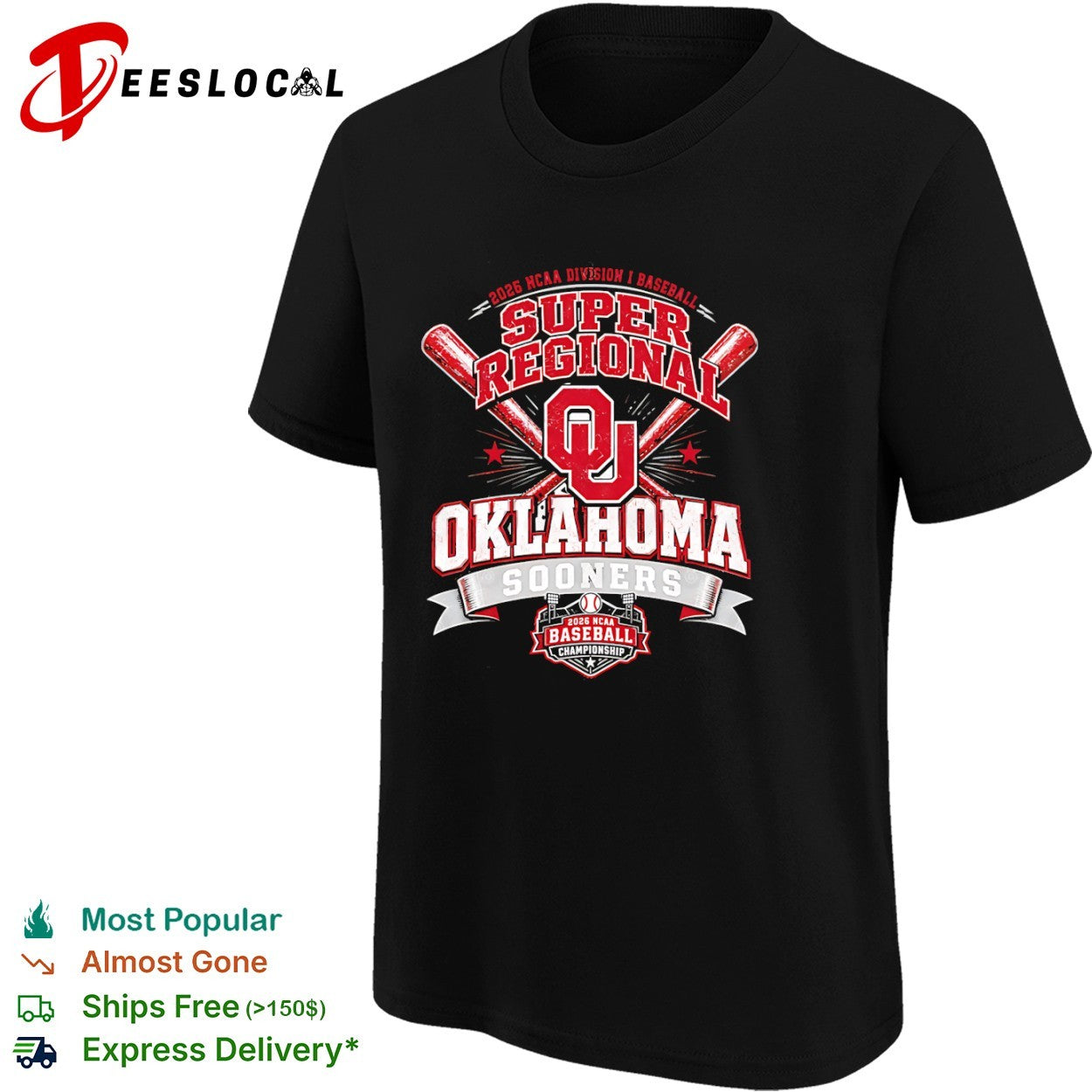 2025 NCAA Division I Baseball Super Regional Oklahoma Sooners 2026 Championship shirt