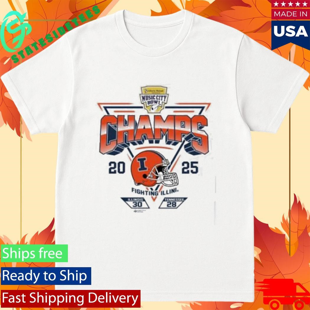 2025 Transperfect Music City Bowl Illinois Champs Score Sst Shirt