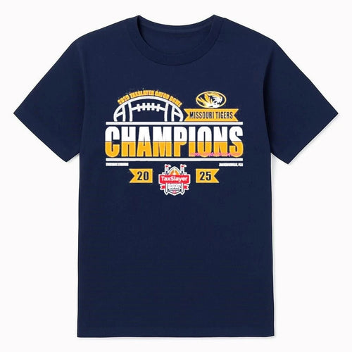 2025 Missouri Tigers Taxslayer Gator Bowl Champions At Everbank Stadium Jacksonville Fl Shirt