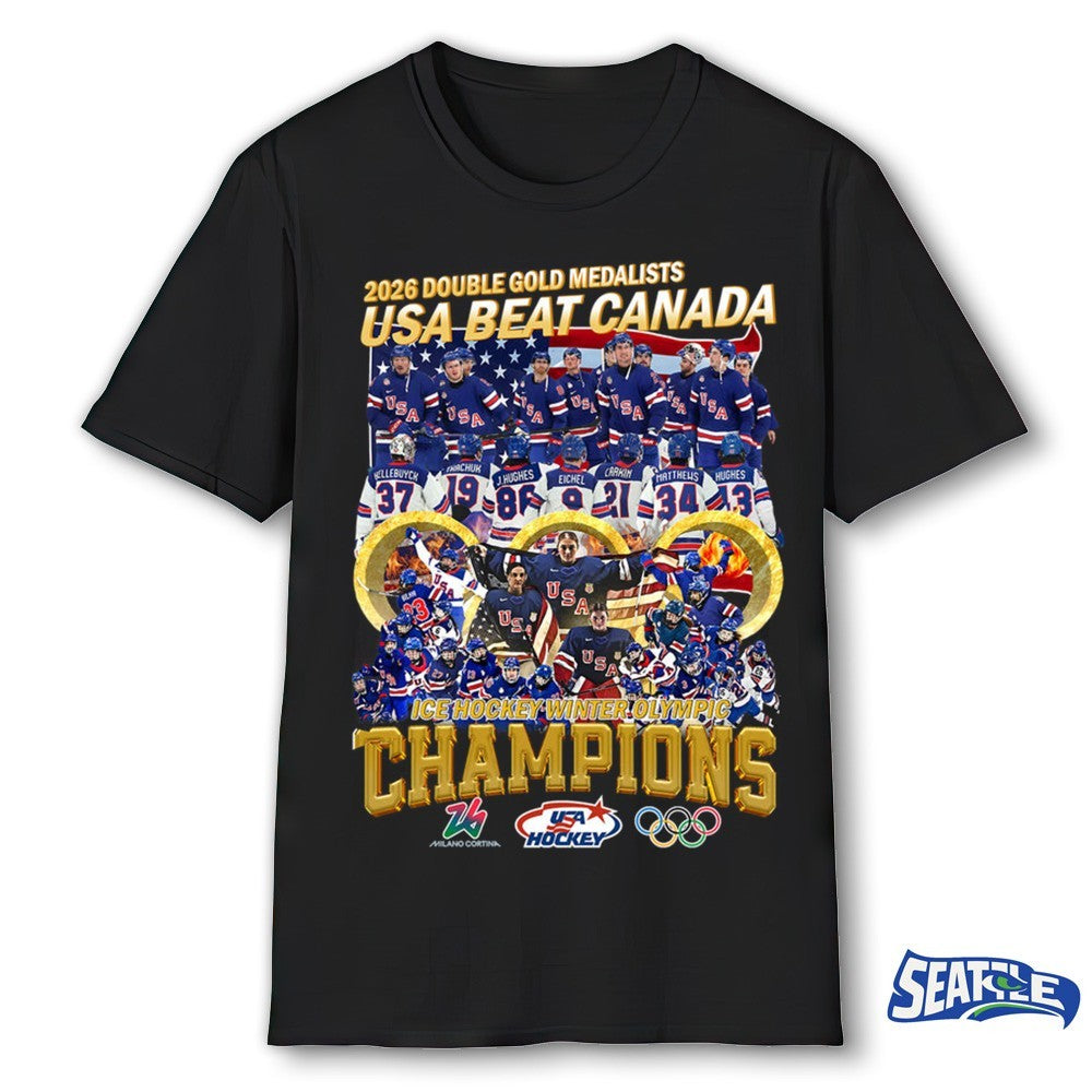 2026 Double Gold Medalists USA Beat Canada Ice Hockey Winter Olympic Champions shirt