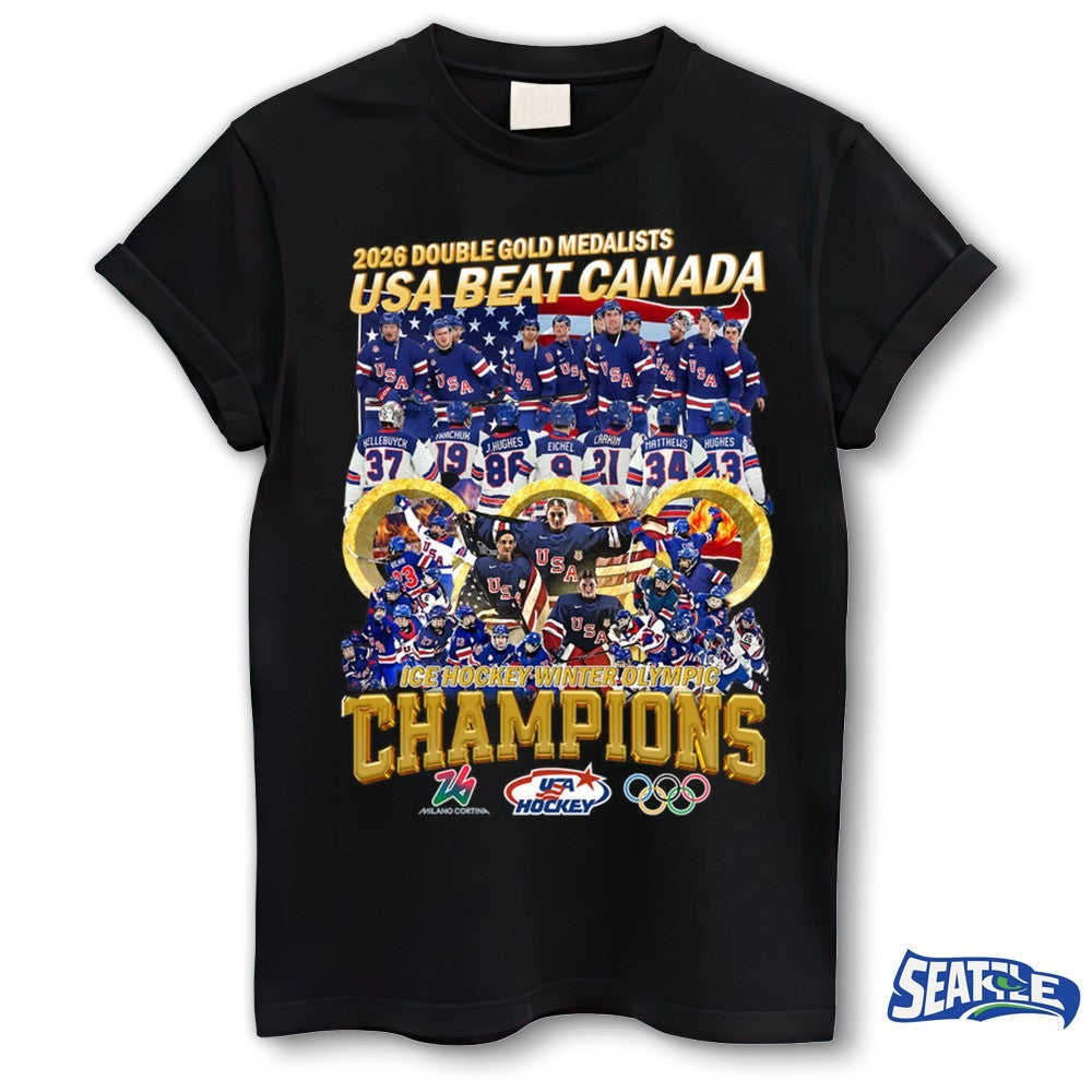 2026 Double Gold Medalists USA Beat Canada Ice Hockey Winter Olympic Champions shirt