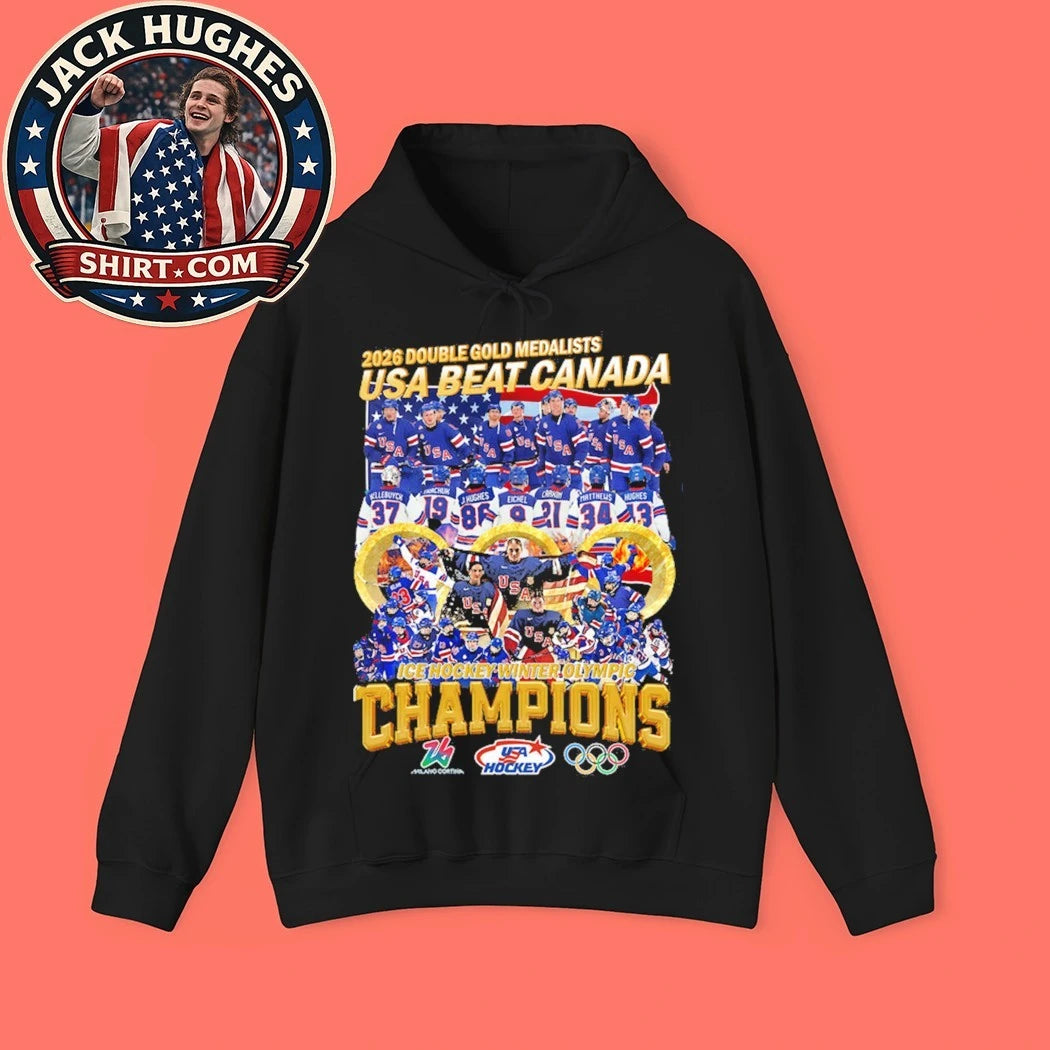 2026 Double Gold Medalists Usa Beat Canada Ice Hockey Winter Olympic Logo Shirt