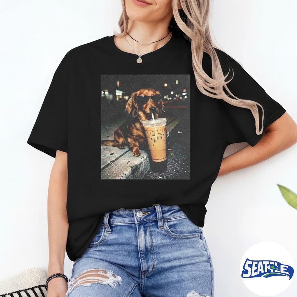 2026 Funny Dachshund Drinking Iced Coffee Retro Vintage shirt