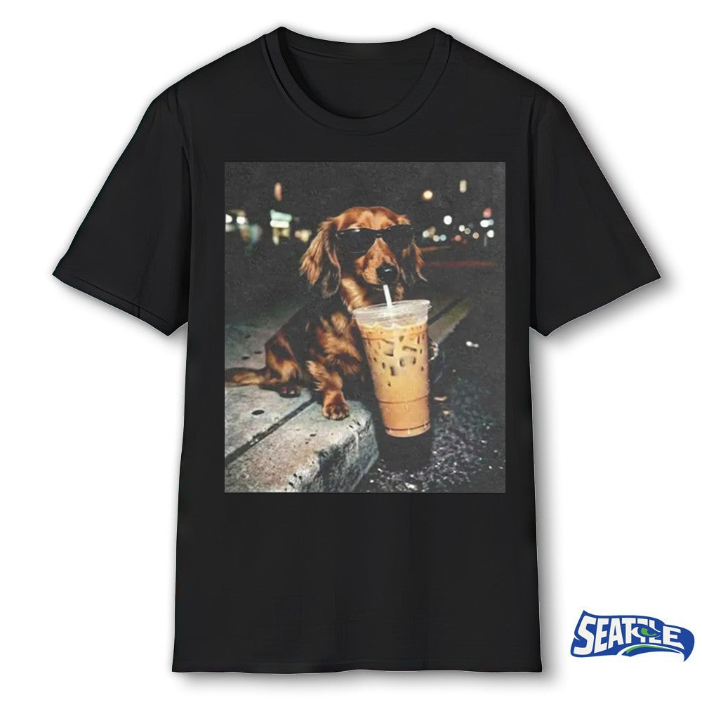 2026 Funny Dachshund Drinking Iced Coffee Retro Vintage shirt