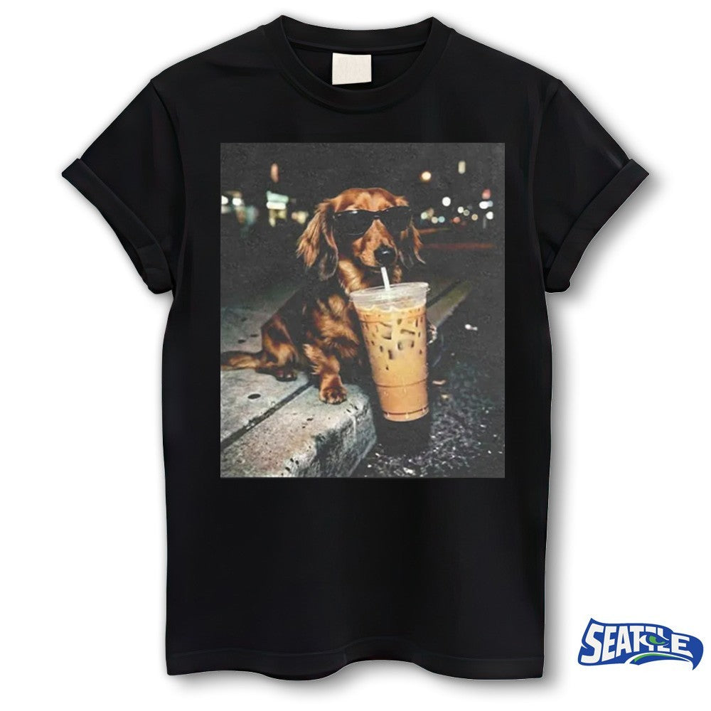2026 Funny Dachshund Drinking Iced Coffee Retro Vintage shirt