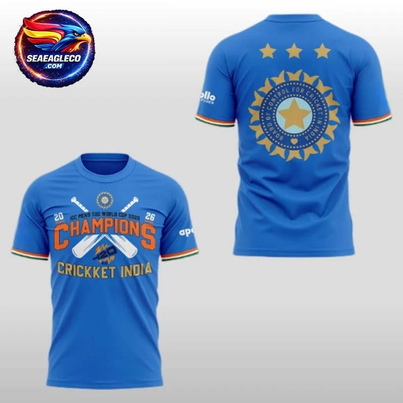 2026 Indian Cricket Team T20 World Cup Champions Two Sided Shirt
