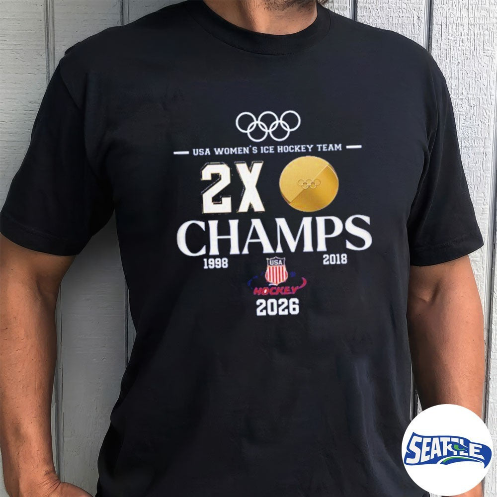 2026 Milan Cortina Winter Olympics USA Women’s Ice Hockey Team 2x Champs shirt