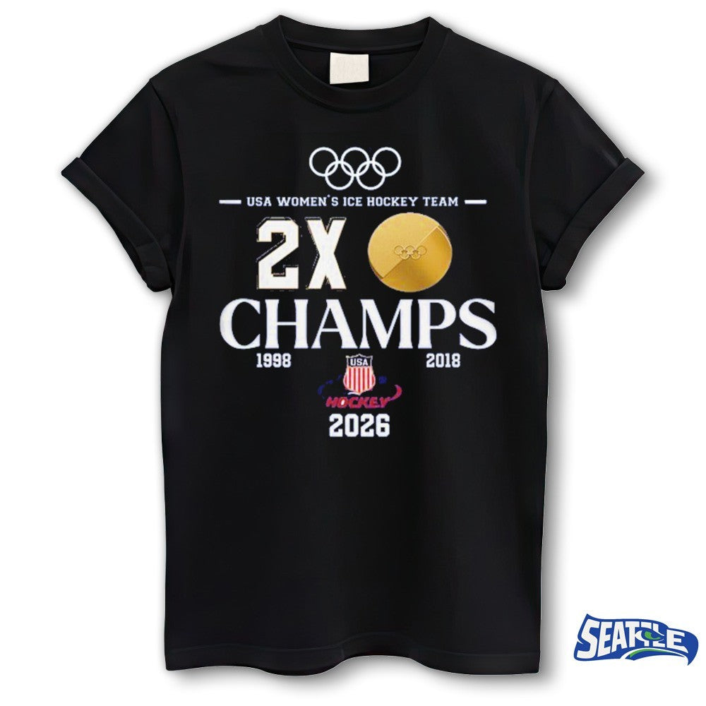 2026 Milan Cortina Winter Olympics USA Women’s Ice Hockey Team 2x Champs shirt