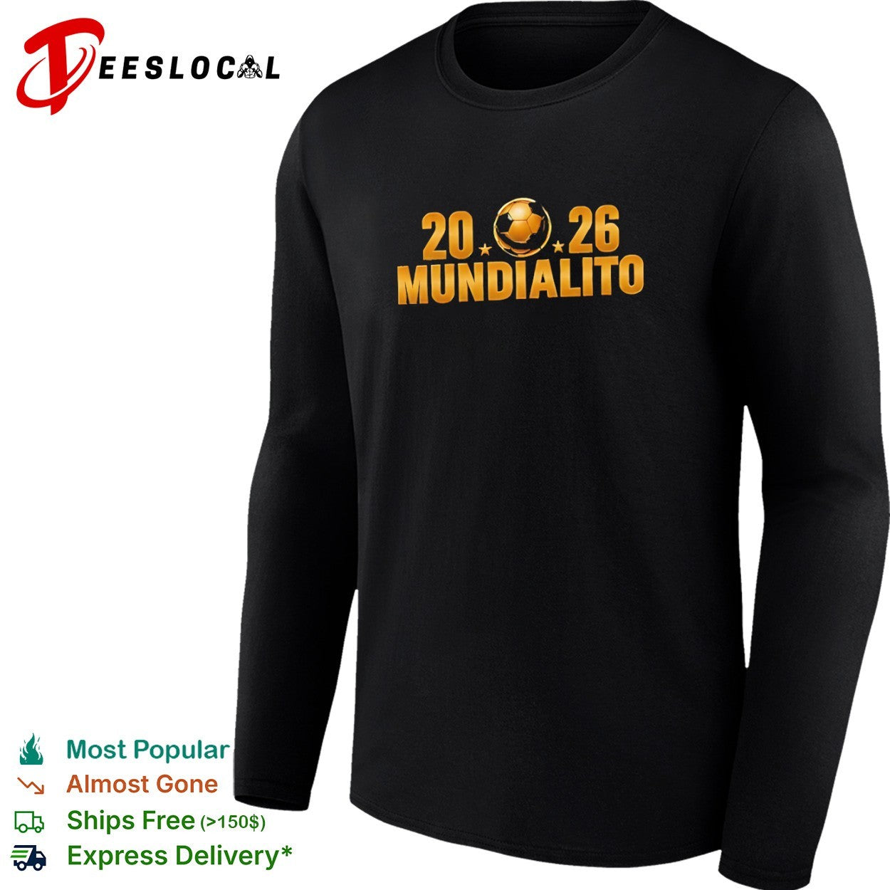 2026 Mundialito Gold Soccer Ball World Cup Sport shirt