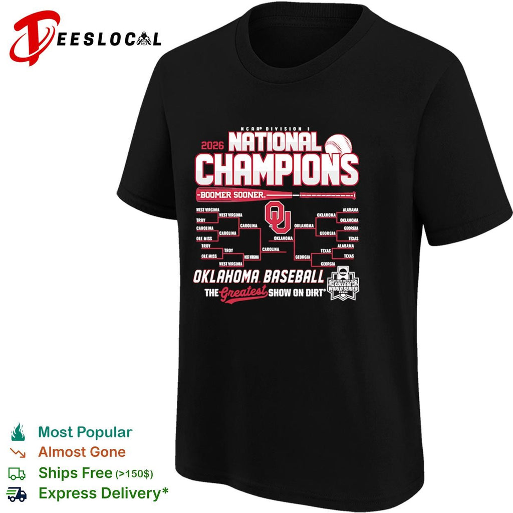2026 Oklahoma Baseball National Champions Boomer Sooner NCAA Division I tournament shirt
