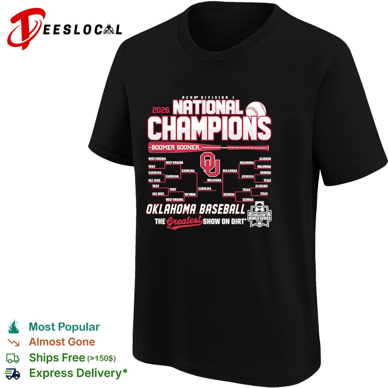 2026 Oklahoma Baseball National Champions Boomer Sooner NCAA Division I tournament shirt