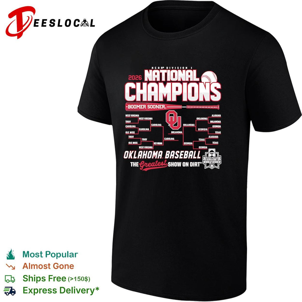 2026 Oklahoma Baseball National Champions Boomer Sooner NCAA Division I tournament shirt