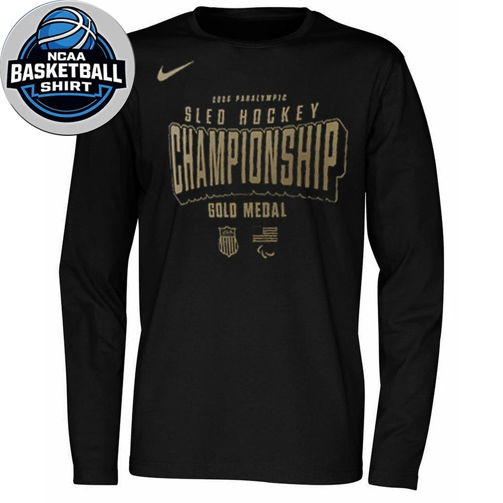 2026 Paralympic Sled Hockey Team Championship Gold Medal USA Logo Shirt