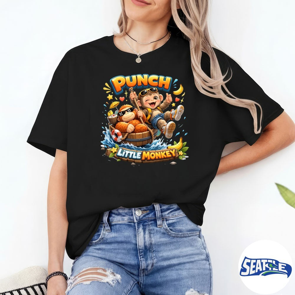 2026 Punch Little Monkey Summer Vacation Funny Panchi Punch The Monkey shirt
