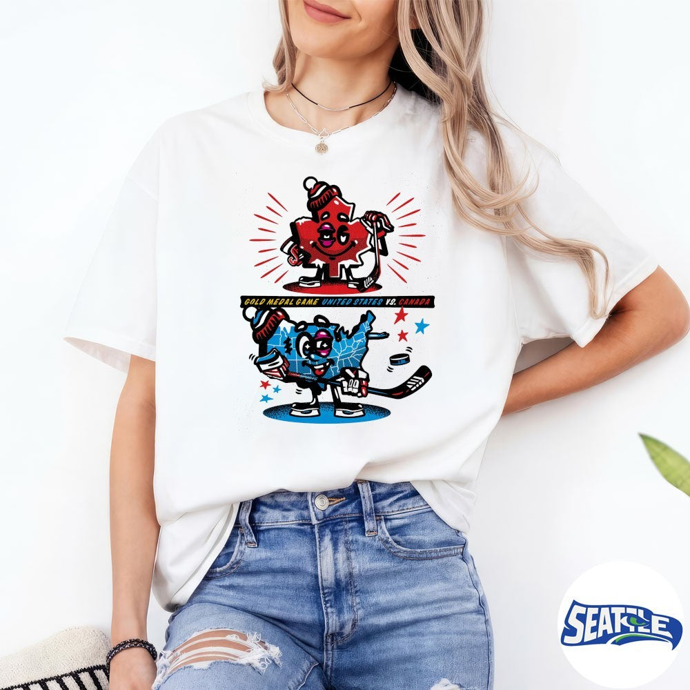 2026 Winter Olympics Gold Medal Game United States vs Canada Hockey 2026 Logo shirt