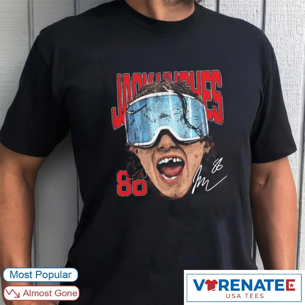 2026 Winter Olympics Jack Hughes New Jersey Goggles Signature shirt