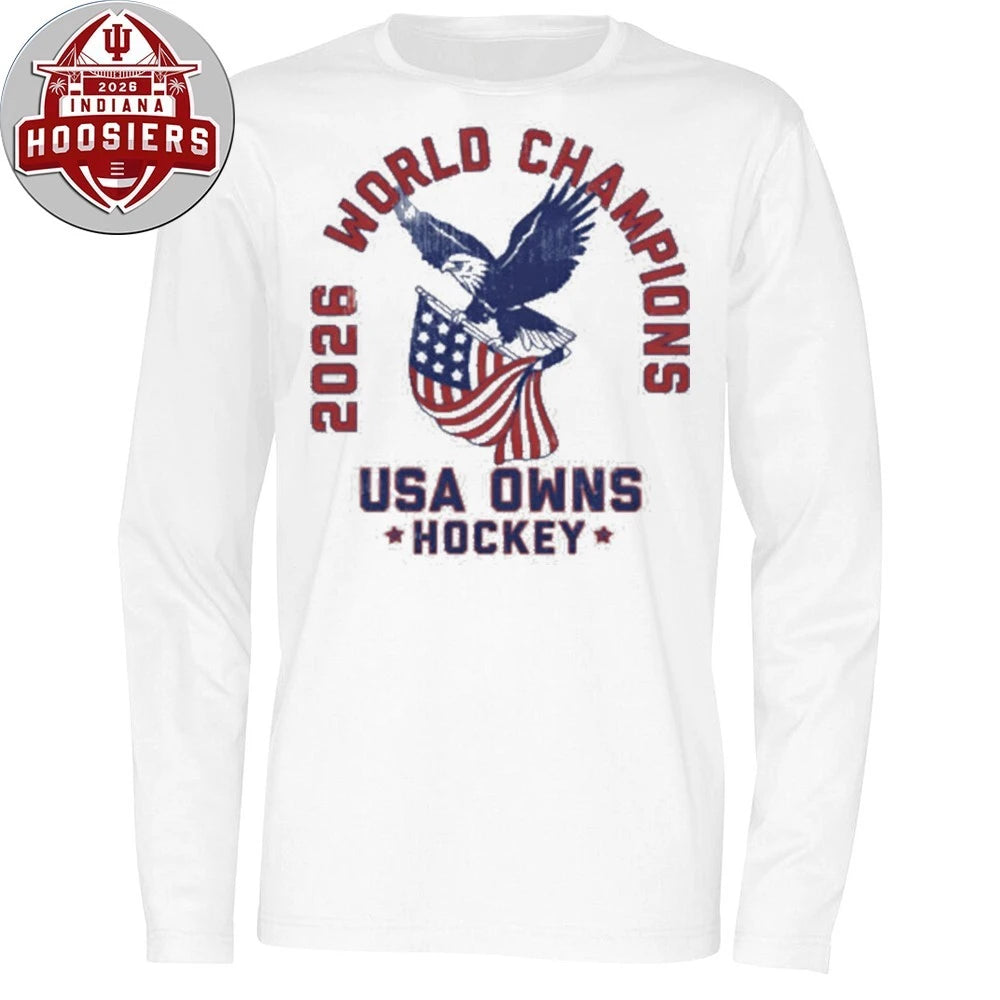 2026 World Champions USA Owns Hockey Flag T-Shirt