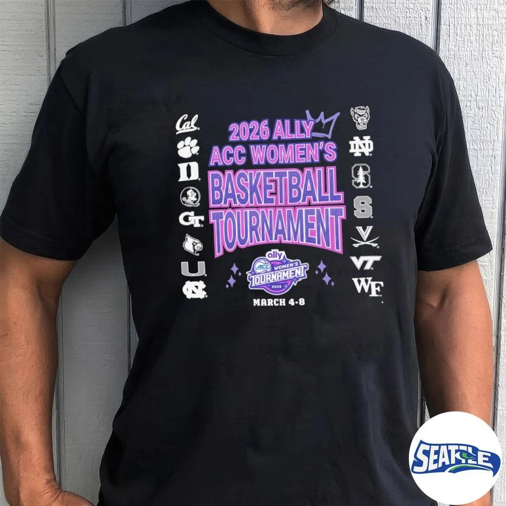 2026 Ally ACC Women’s Basketball Tournament March 4-8, 2026 Logos All Teams shirt
