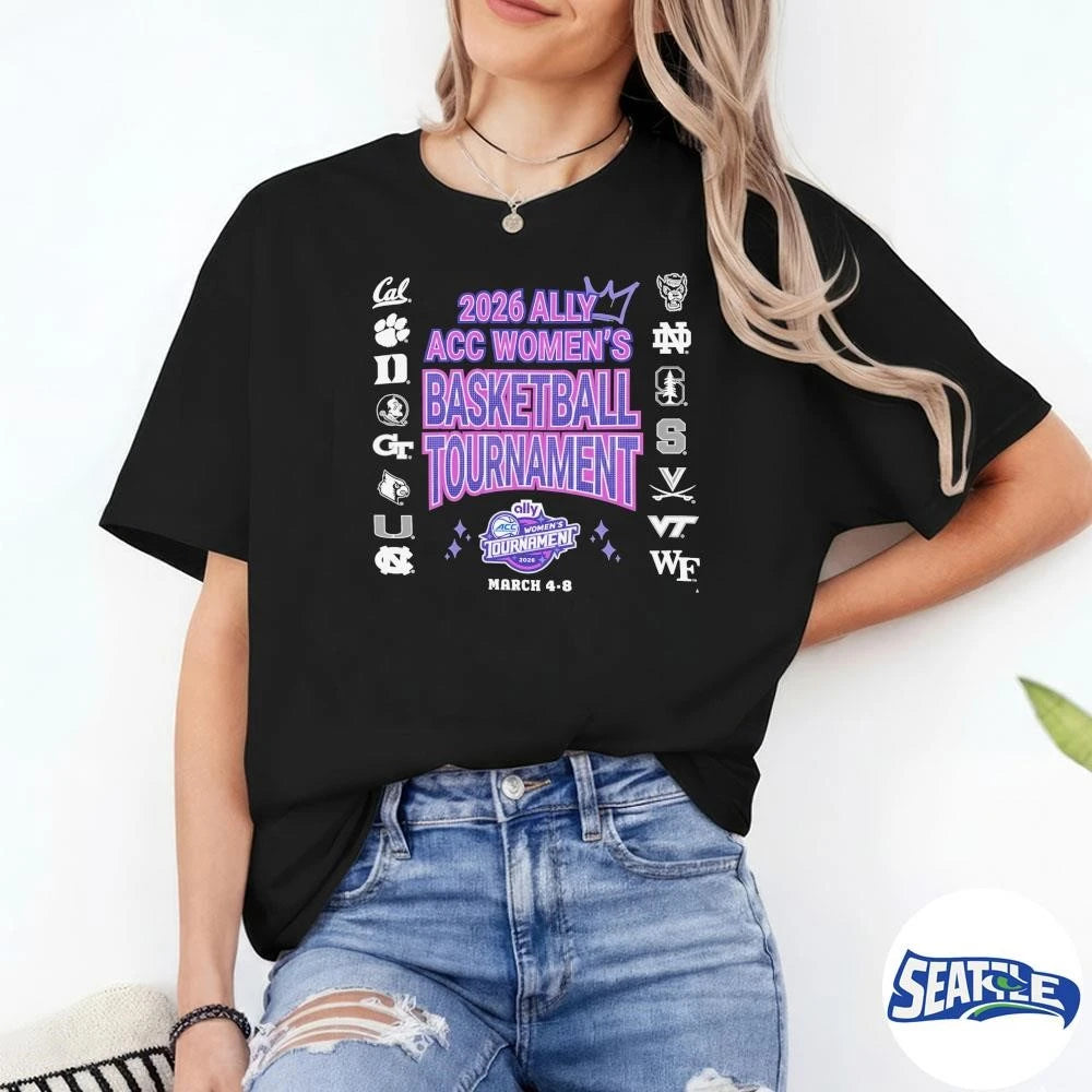 2026 Ally ACC Women’s Basketball Tournament March 4-8, 2026 Logos All Teams shirt