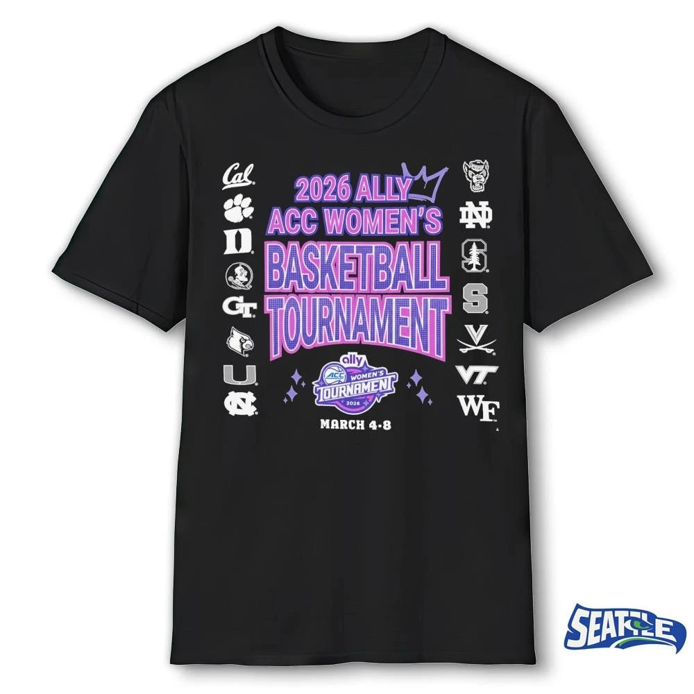 2026 Ally ACC Women’s Basketball Tournament March 4-8, 2026 Logos All Teams shirt