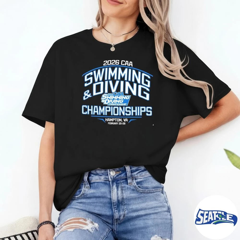 2026 Colonial Athletic Association Swimming &amp; Diving Championships Hampton, VA February 25-28, 2026 shirt