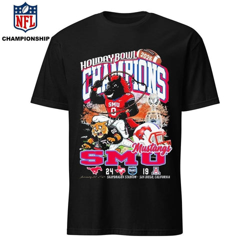 2026 Holiday Bowl Champions SMU Mustangs 24-19 Score Vintage Mascot Shirt