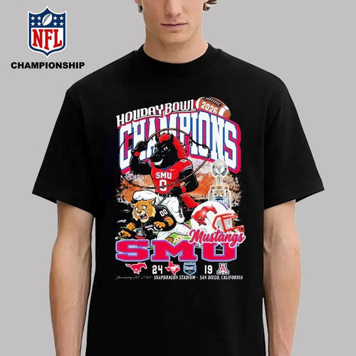 2026 Holiday Bowl Champions SMU Mustangs 24-19 Score Vintage Mascot Shirt