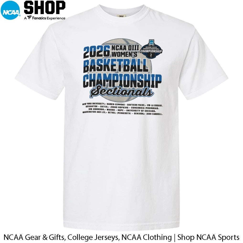 2026 NCAA DIII Women’s Basketball Championship Sectionals 16 Teams T-Shirt