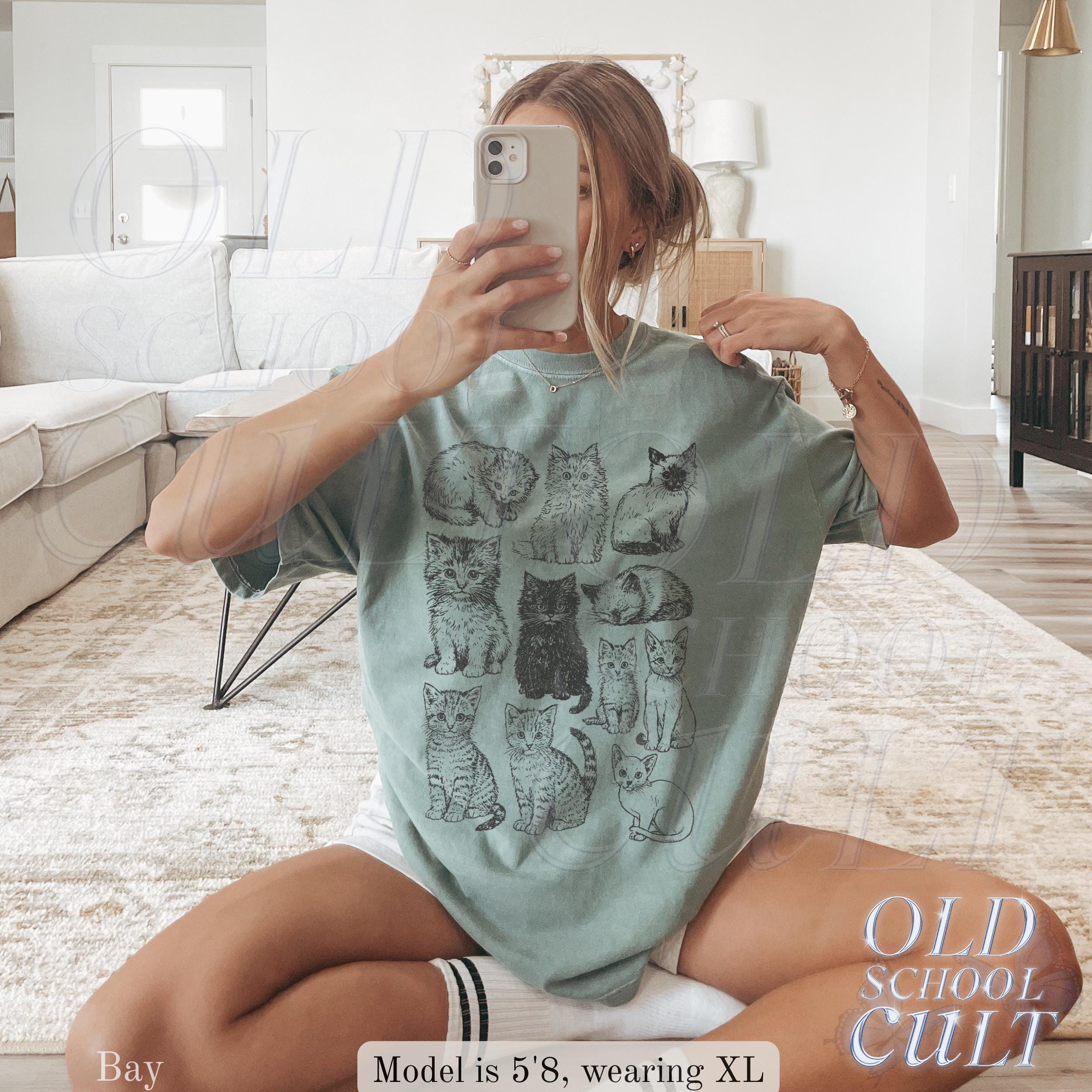 Cats 90s Vintage Tattoo Retro Comfort Colors Y2k Kitten Cat Lovers Ca Nature Pe (4)