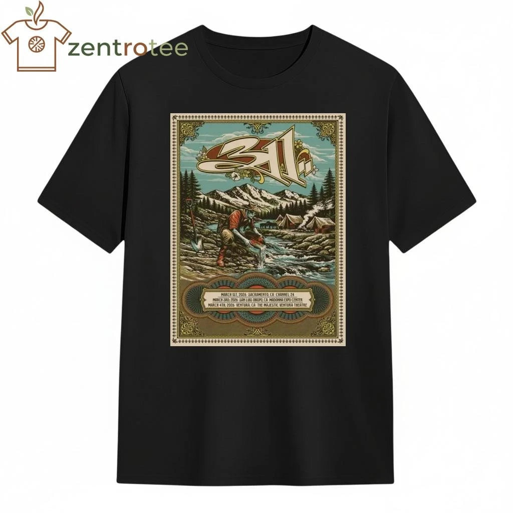 311 The Road To 311 Day Tour 2026 Event Poster Merch From March 1 To 4 Sacramento To Ventura California tee