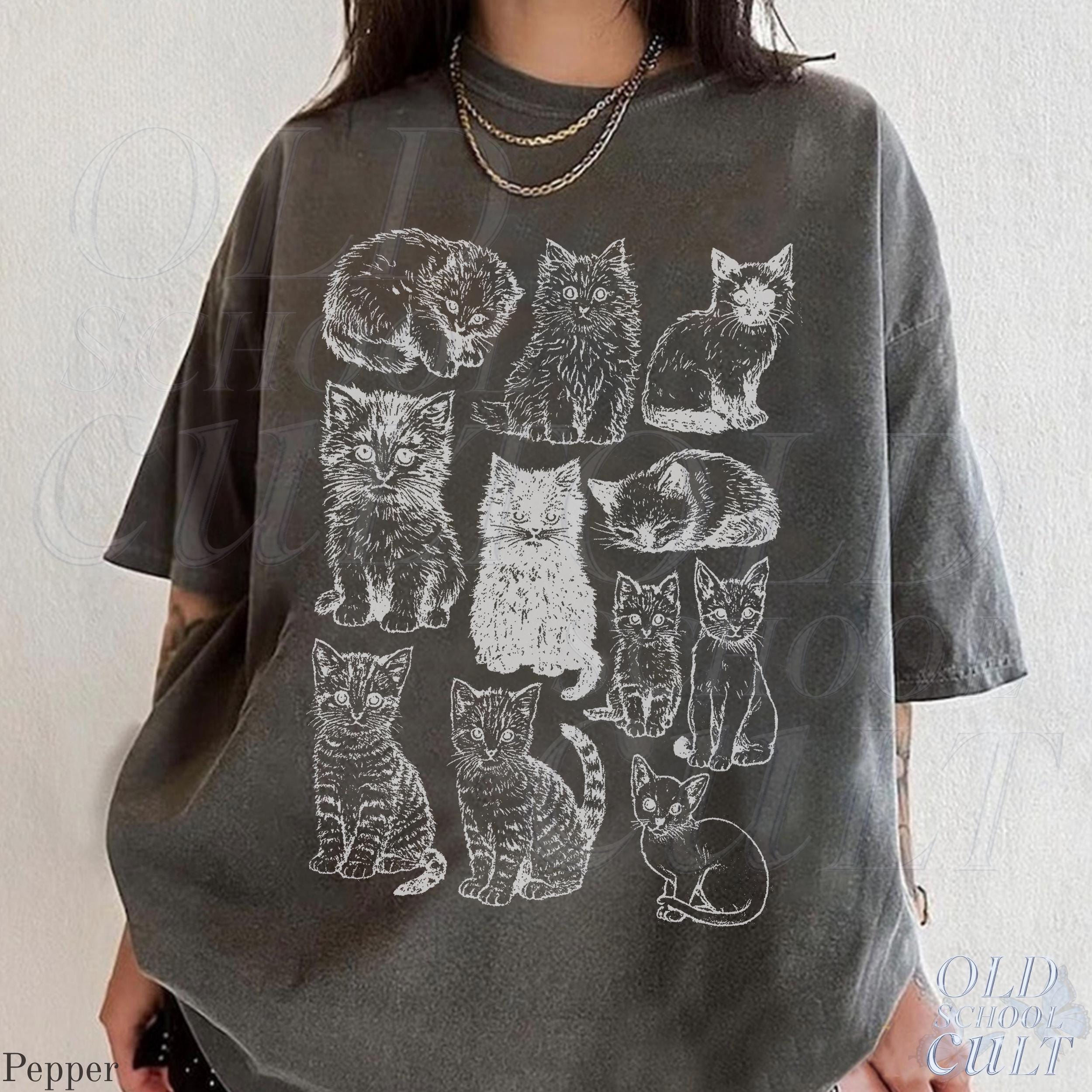 Cats 90s Vintage Tattoo Retro Comfort Colors Y2k Kitten Cat Lovers Ca Nature Pe (5)