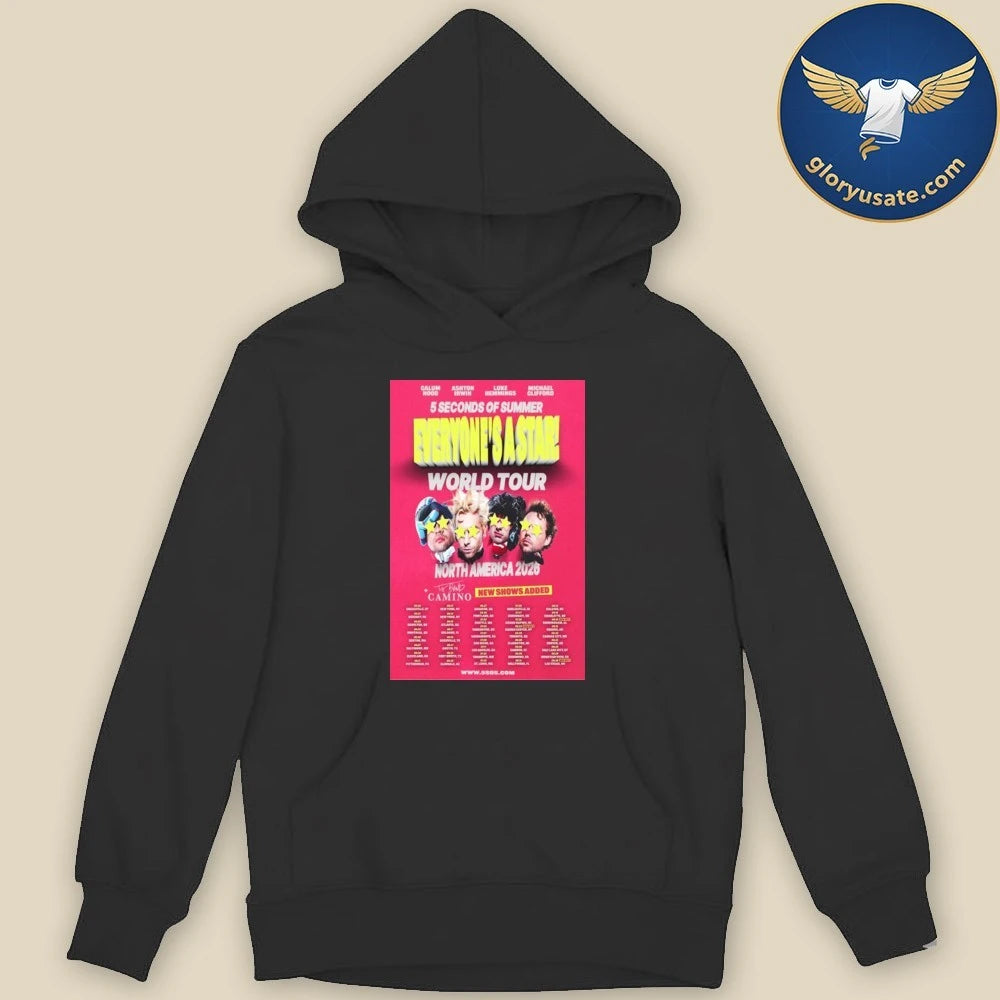 5 Seconds of Summer North America, Europe &amp; UK Tour 2026 Poster Shirt