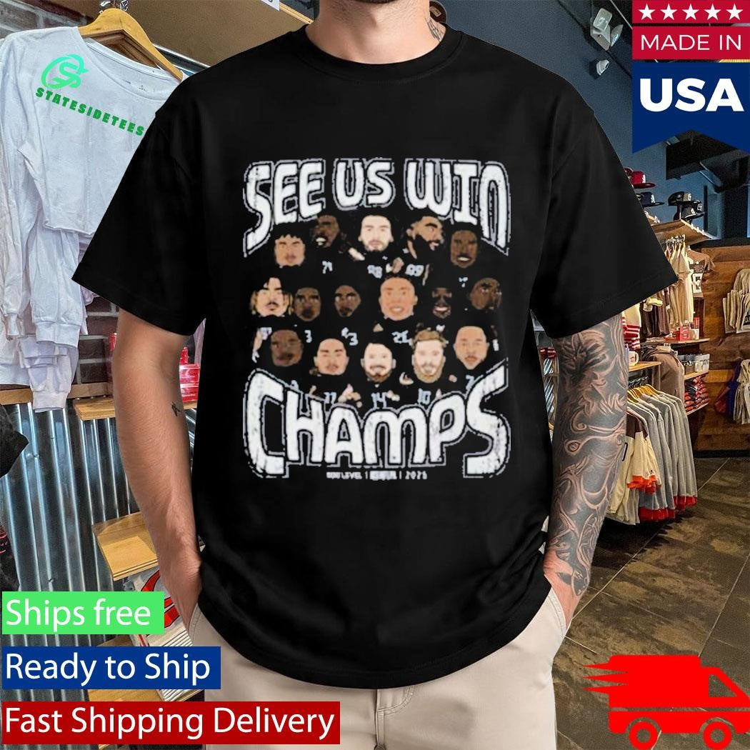 500 Level Seattle Football 2025 See Us Win Champs Cartoon Shirt