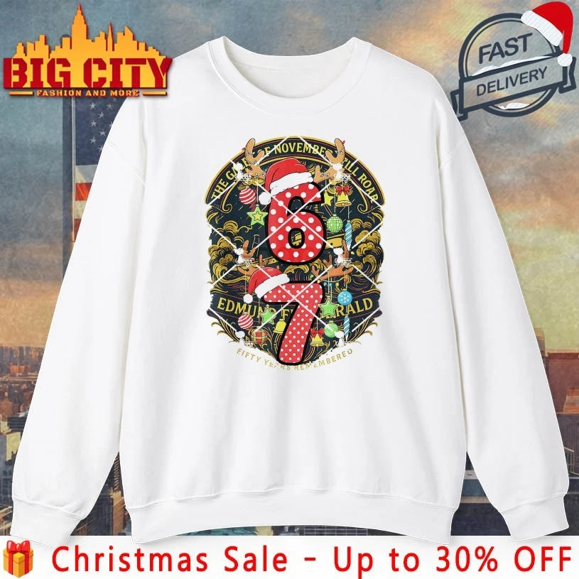 67 Edmund Fitzgerald Ship 1975 Anniversary Great Lakes Tribute Christmas shirt