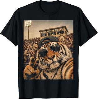 Tiger Student Selfie Vintage Game Day Mascot Unisex T-shirt, Sweatshirt, Hoodie (1)