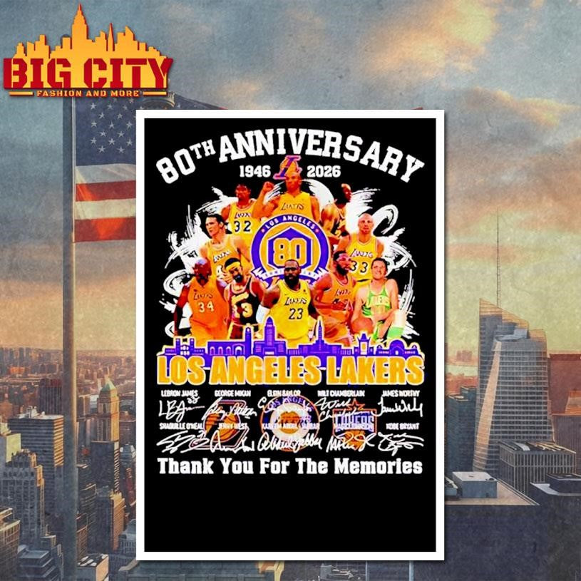 80th Anniversary 1946 2026 Los Angeles Lakers team players Shirt