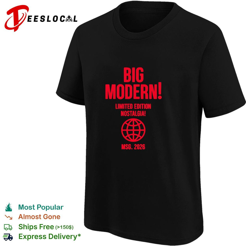 Big modern limited edition nostalgia globe icon MSG 2026 bold red text shirt