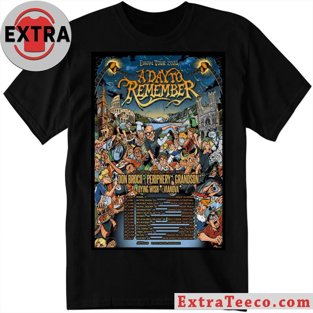 A Day To Remember 2026 Europe Tour Poster Shirt