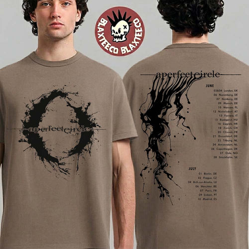 A Perfect Circle Summer EU And UK Tour 2026 Merch Splash Ink Logo Brown T-Shirt