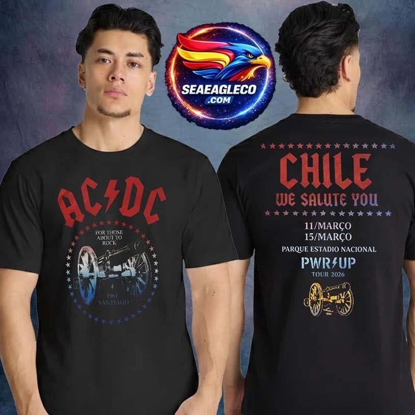 AC DC Chile Exclusive PWR Up Tour 2026 Two Sided Shirt